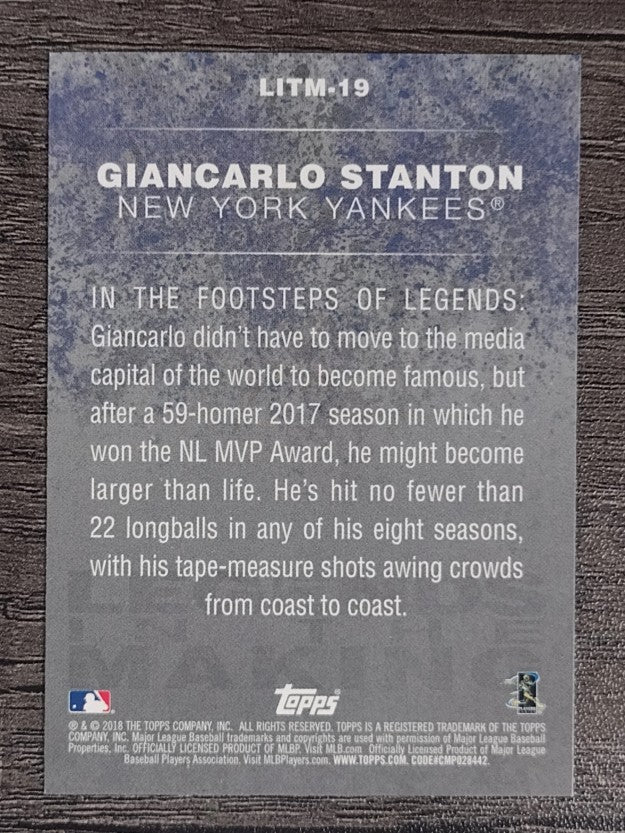 2018 Topps Legends in the Making Series 2 Black #LITM19 Giancarlo Stanton