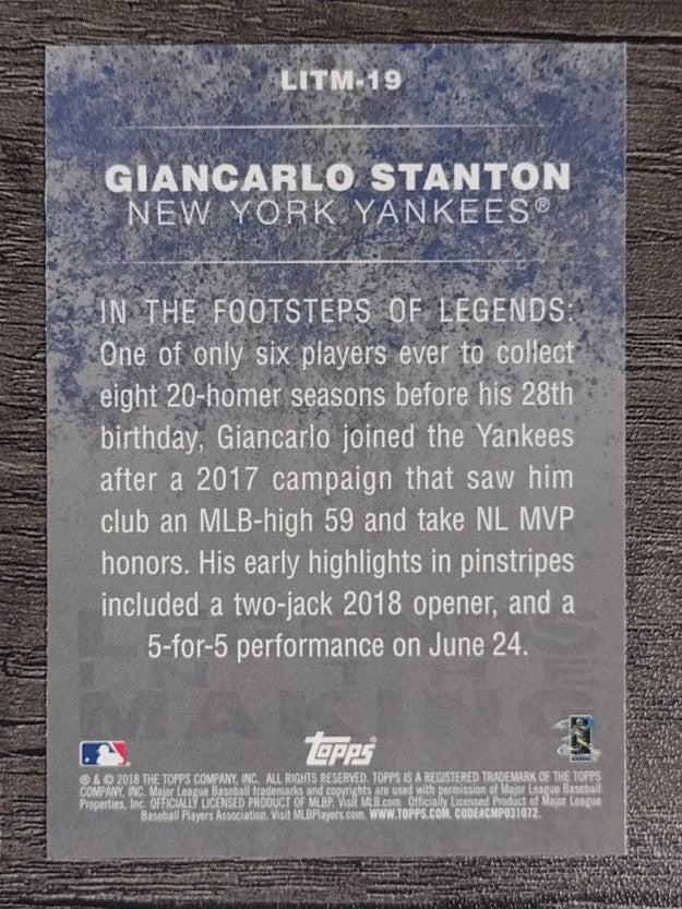 2018 Topps Update Legends in the Making #LITM19 Giancarlo Stanton