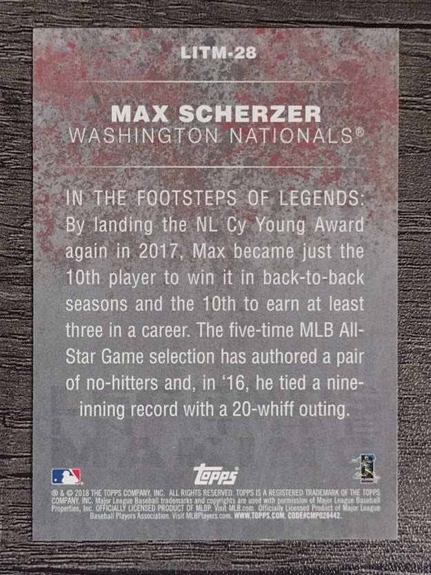 2018 Topps Legends in the Making Series 2 #LITM28 Max Scherzer