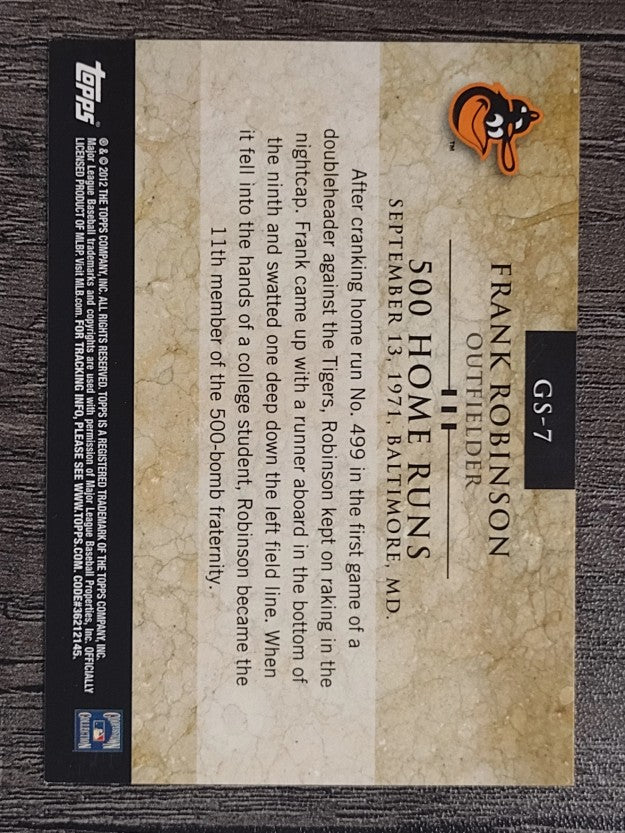2012 Topps Gold Standard #GS7 Frank Robinson