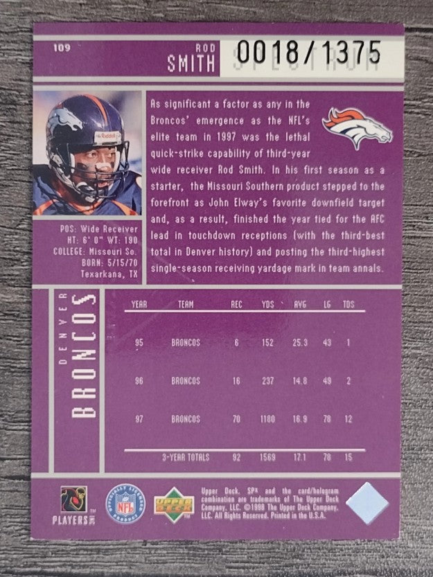 1998 SPx Finite Spectrum #109 Rod Smith PM