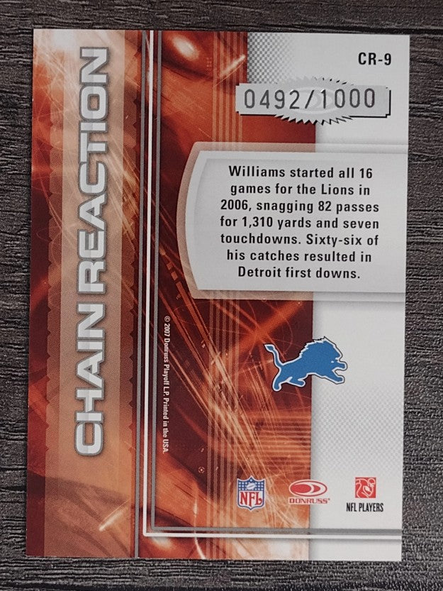 2007 Donruss Elite Chain Reaction Gold #9 Roy Williams WR