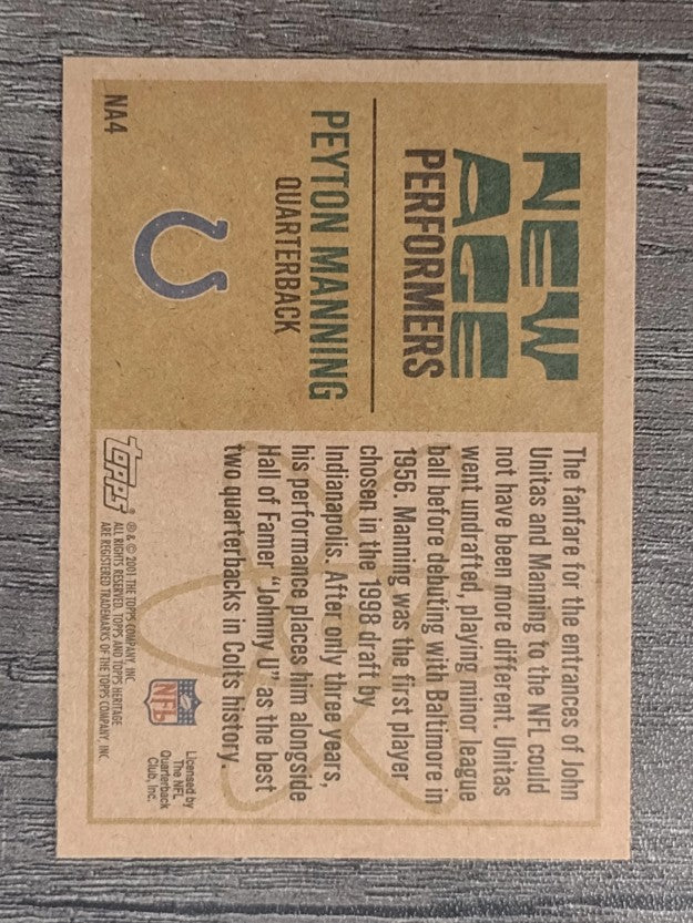 2001 Topps Heritage New Age Performers #NA4 Peyton Manning