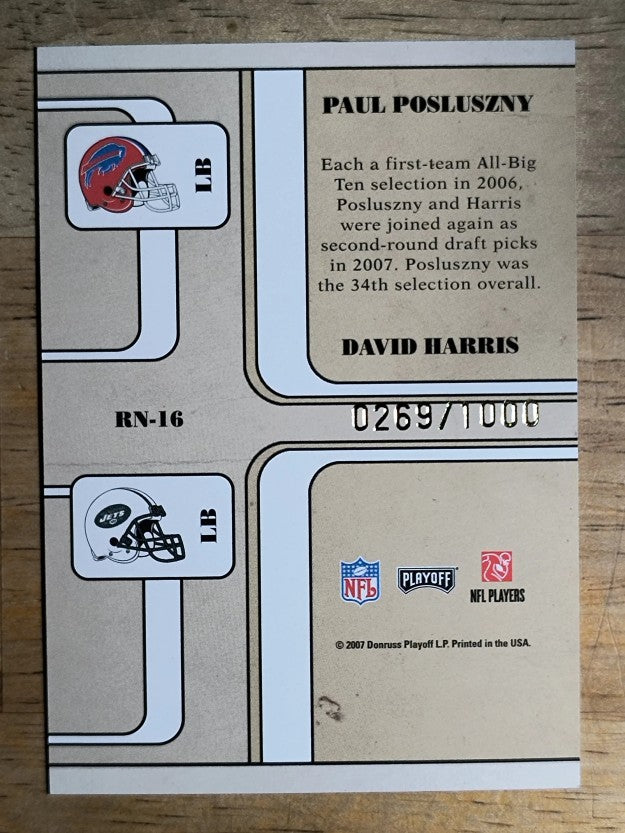 2007 Playoff Contenders Round Numbers #16 Paul Posluszny/David Harris
