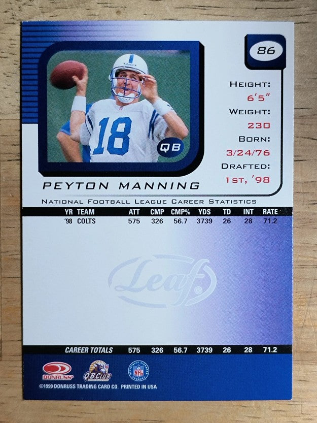 1999 Leaf Rookies and Stars #86 Peyton Manning