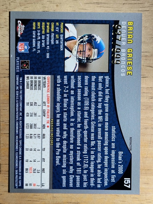 2001 Topps Chrome Refractors #157 Brian Griese