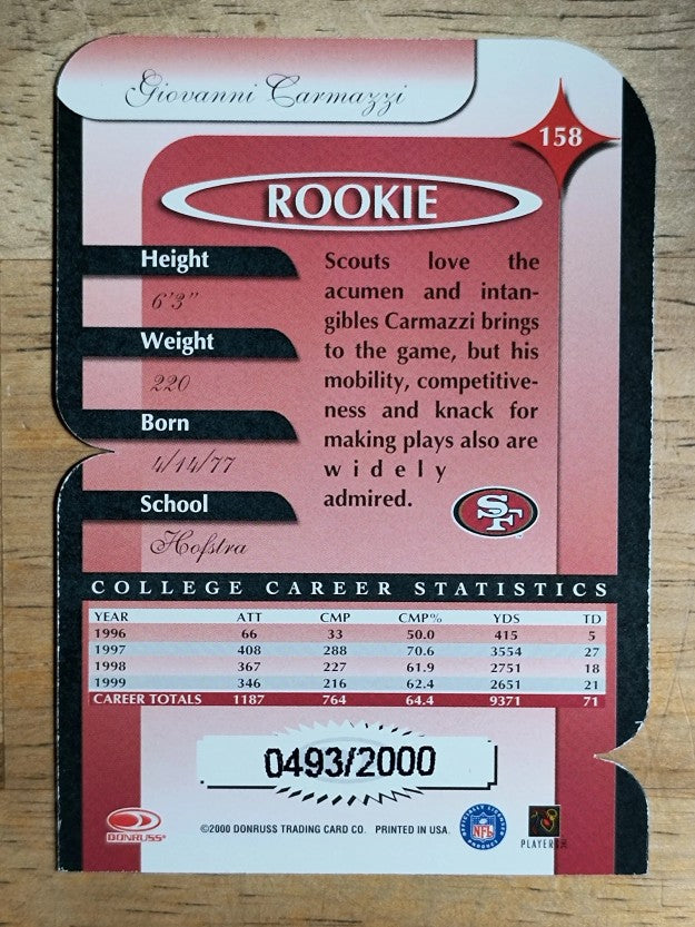 2000 Donruss Elite Rookie Die Cuts #158 Giovanni Carmazzi