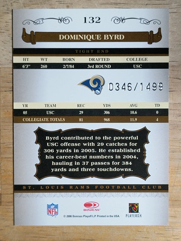 2006 Donruss Classics #132 Dominique Byrd/1499 RC