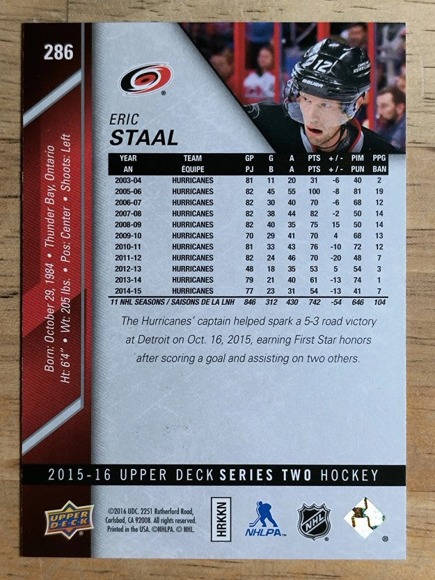 2015-16 Upper Deck #286 Eric Staal