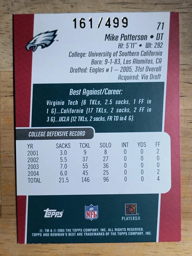 2005 Bowman's Best Red #71 Mike Patterson (EXMT)