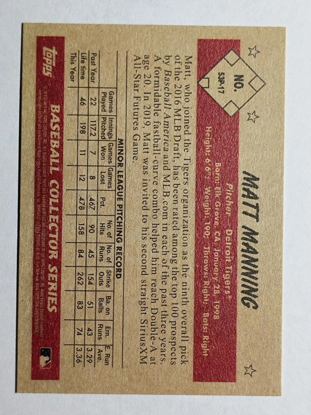 2019 Bowman Heritage Prospects #53P17 Matt Manning