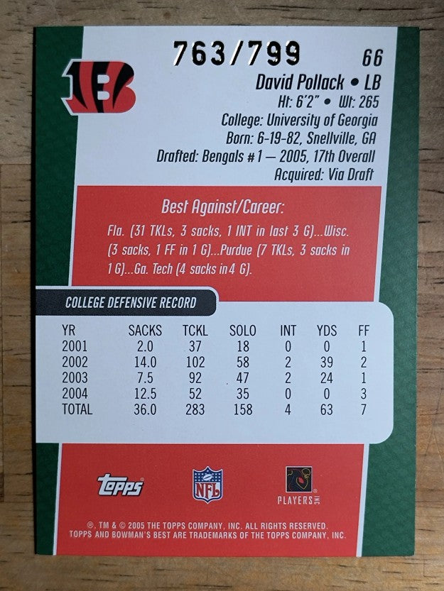 2005 Bowman's Best Green #66 David Pollack