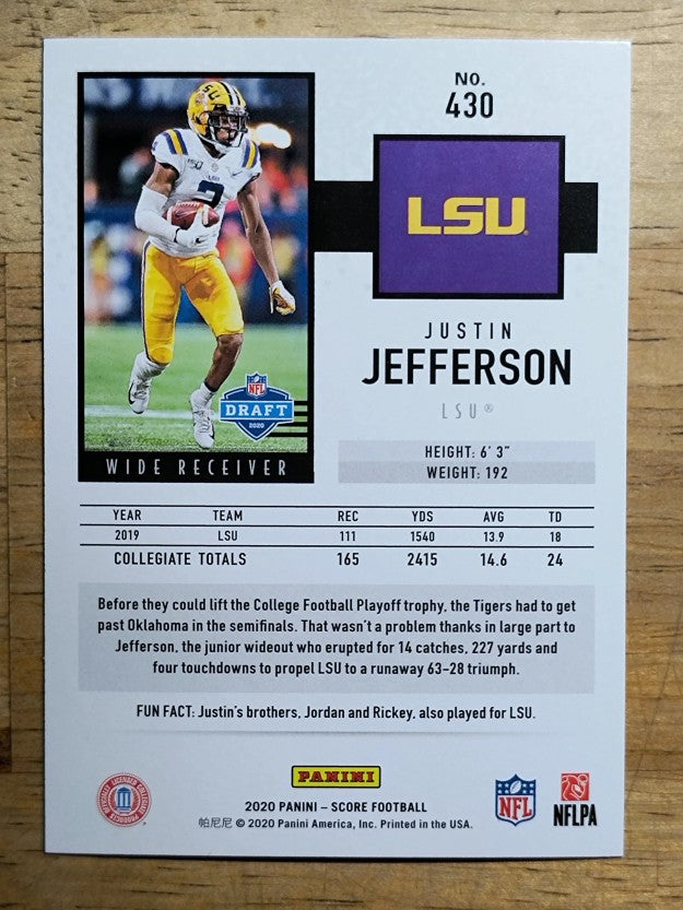 2020 Score #430 Justin Jefferson RC