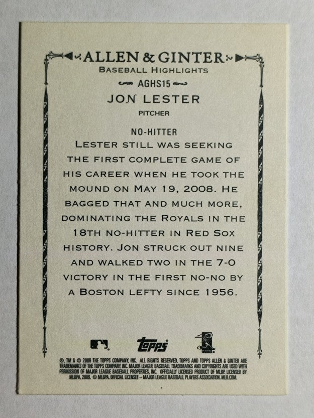 2009 Topps Allen and Ginter Baseball Highlights #AGHS15 Jon Lester