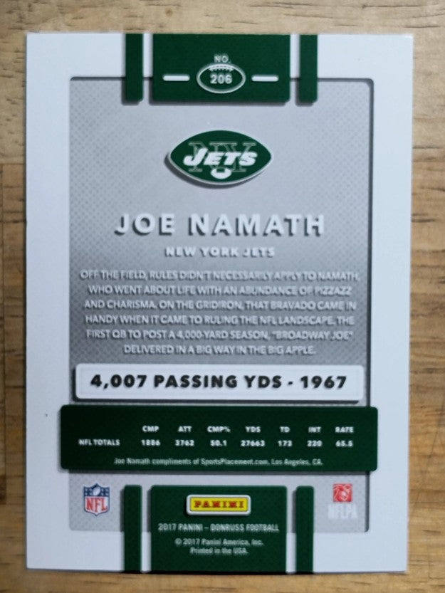 2017 Donruss Season Stat Line #206 Joe Namath/400