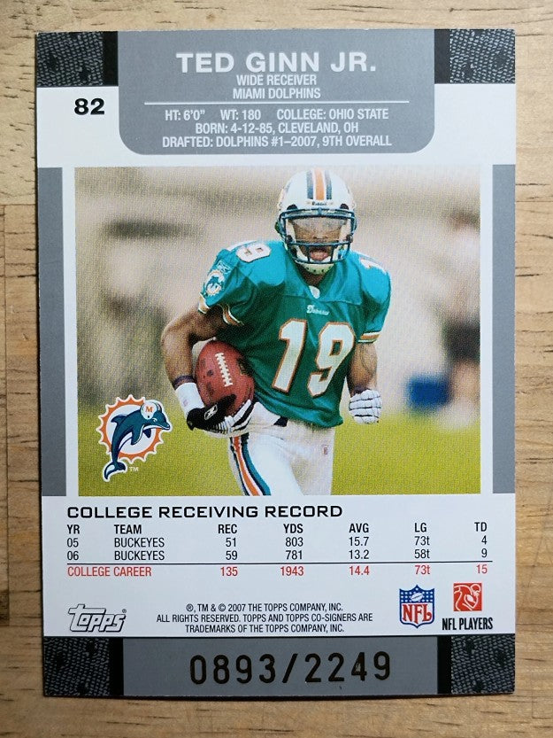 2007 Topps Co-Signers #82 Ted Ginn RC
