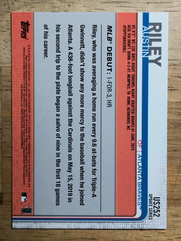 2019 Topps Update #US252 Austin Riley RD