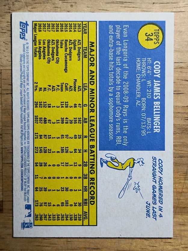2019 Topps Heritage #34 Cody Bellinger
