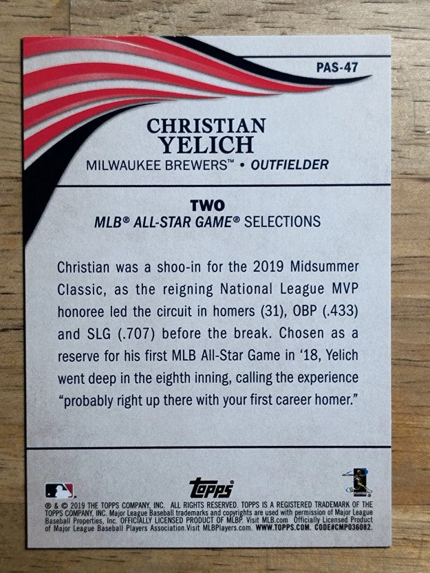 2019 Topps Update Perennial All Stars #PAS47 Christian Yelich
