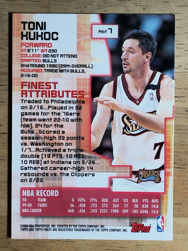 2000-01 Finest #7 Toni Kukoc