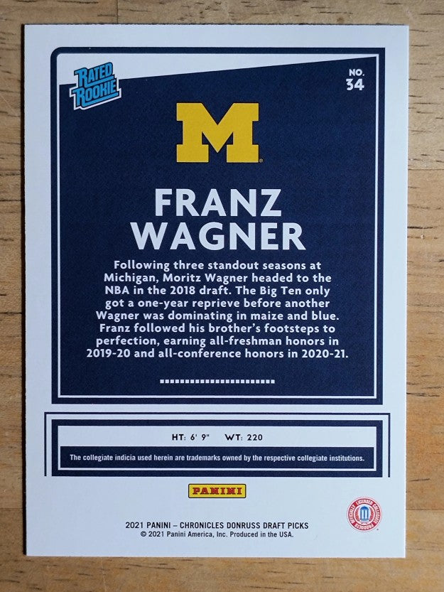 2021-22 Panini Chronicles Draft Picks Pink #34 Franz Wagner/Donruss