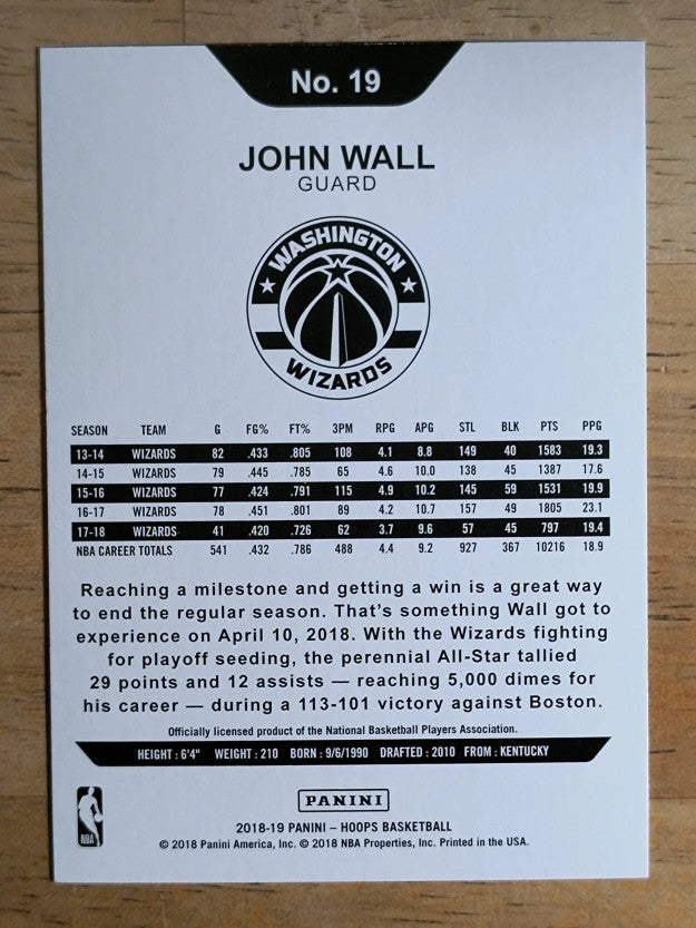 2018-19 Hoops Winter #19 John Wall