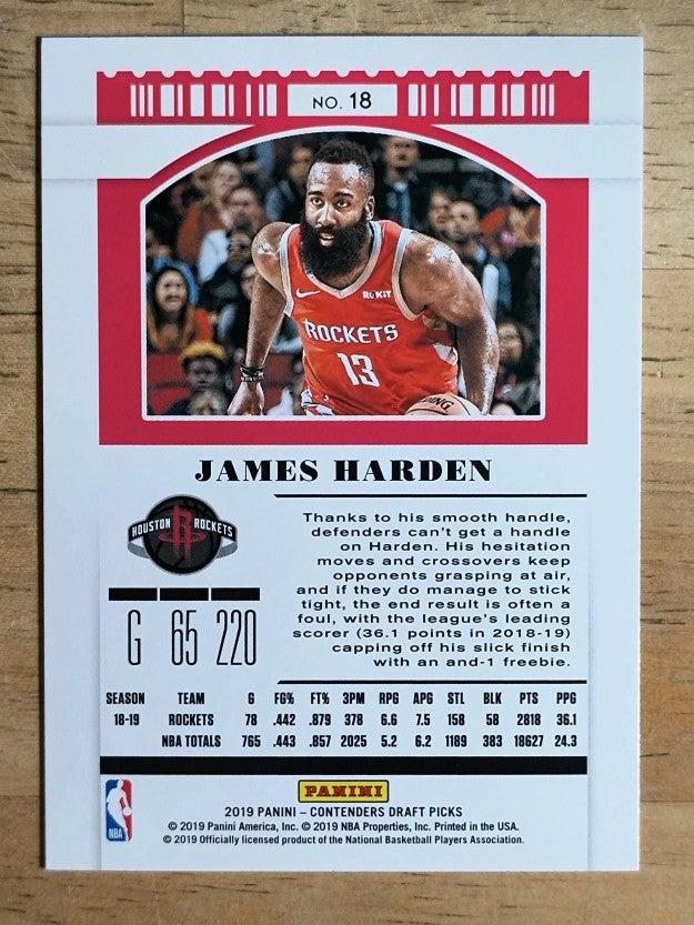 2019-20 Panini Contenders Draft Picks #18 James Harden