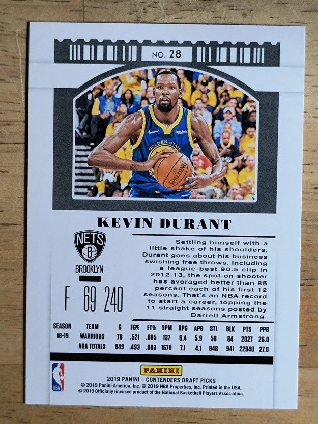 2019-20 Panini Contenders Draft Picks Variations #28 Kevin Durant