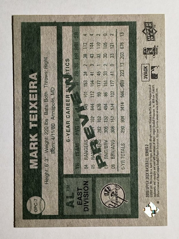 2009 Upper Deck O-Pee-Chee 1977 Preview #OPC7 Mark Teixeira