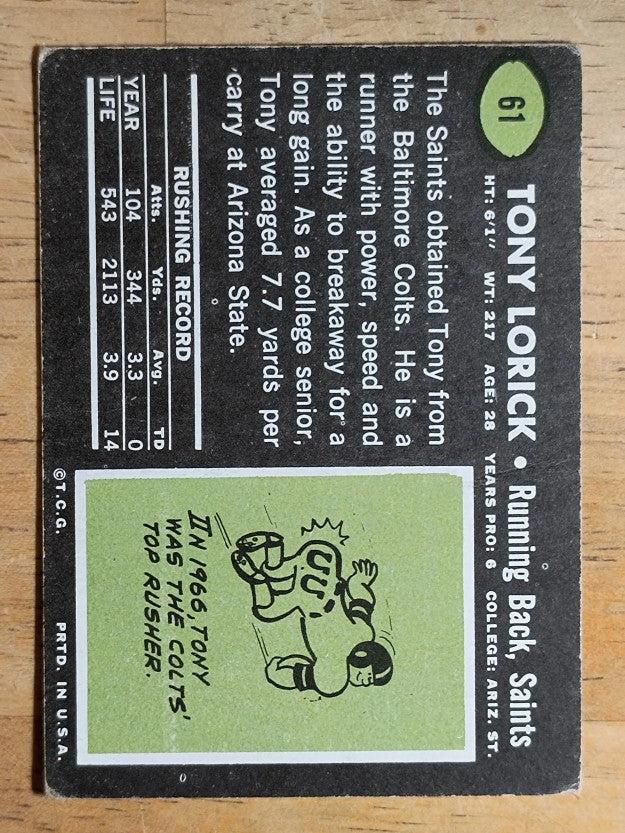 1969 Topps #61 Tony Lorick (GOOD)