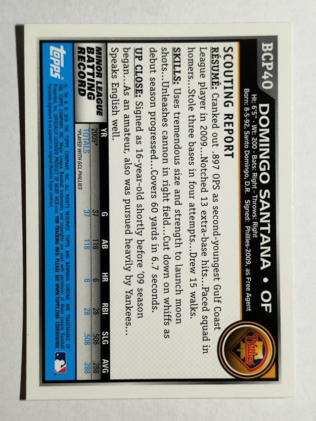 2010 Bowman Chrome Prospects #BCP40 Domingo Santana