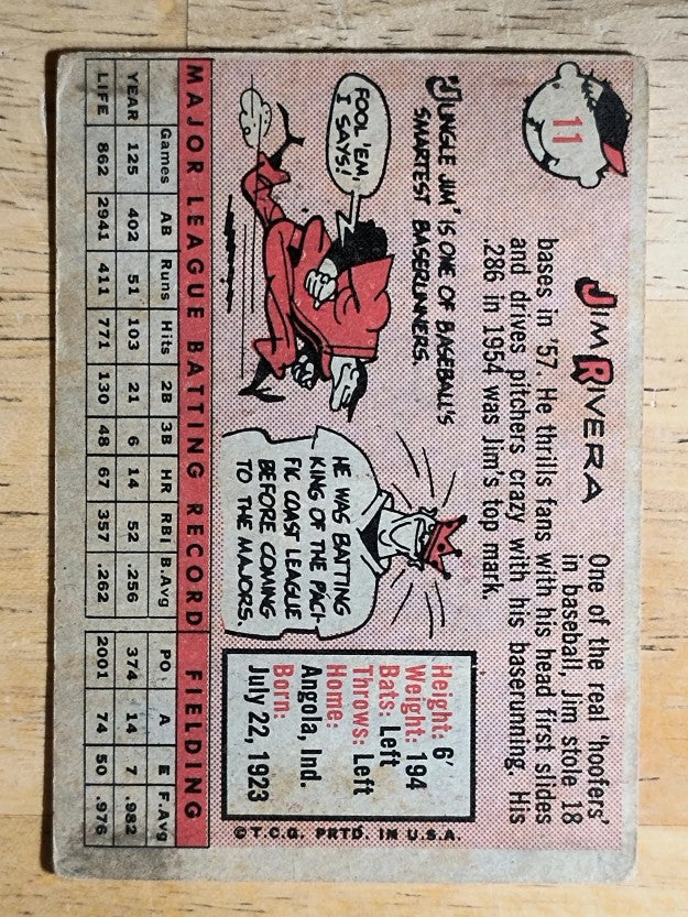 1958 Topps #11A Jim Rivera (VG)