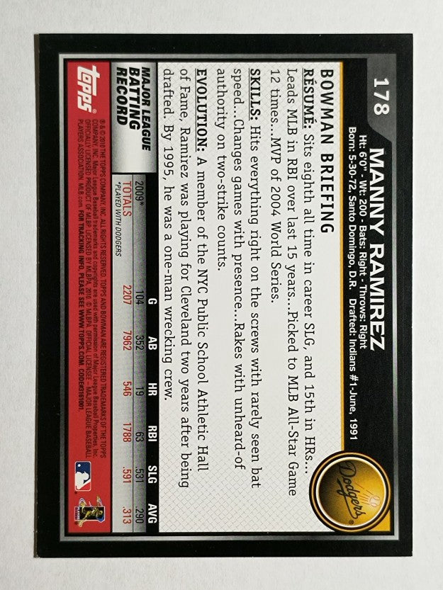2010 Bowman Gold #178 Manny Ramirez