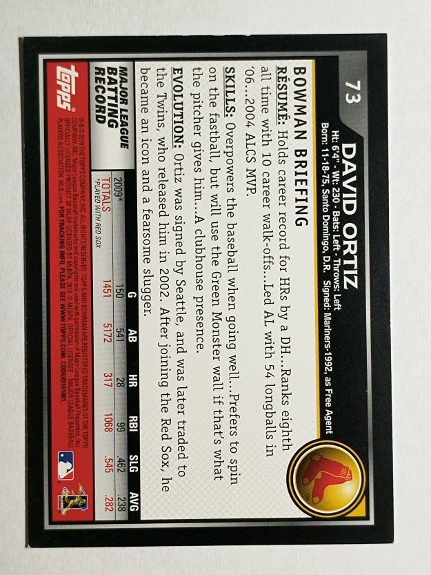 2010 Bowman Gold #73 David Ortiz