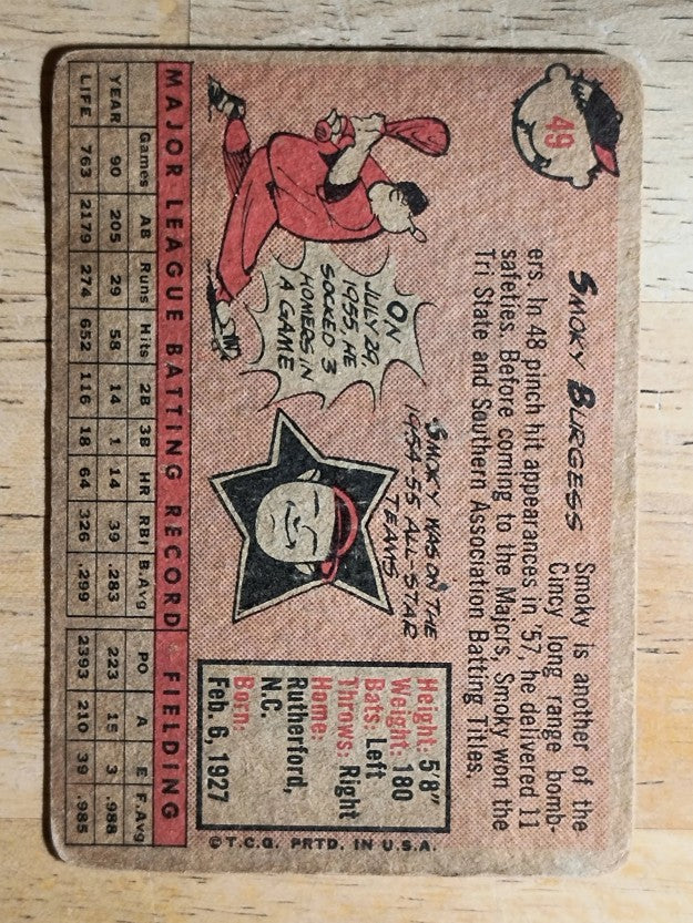 1958 Topps #49 Smoky Burgess (POOR)