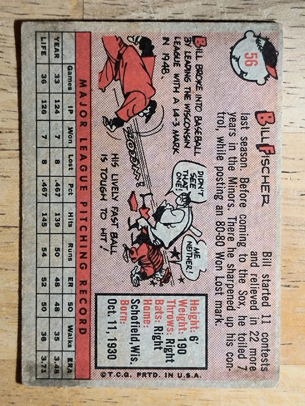 1958 Topps #56 Bill Fischer RC (GOOD)