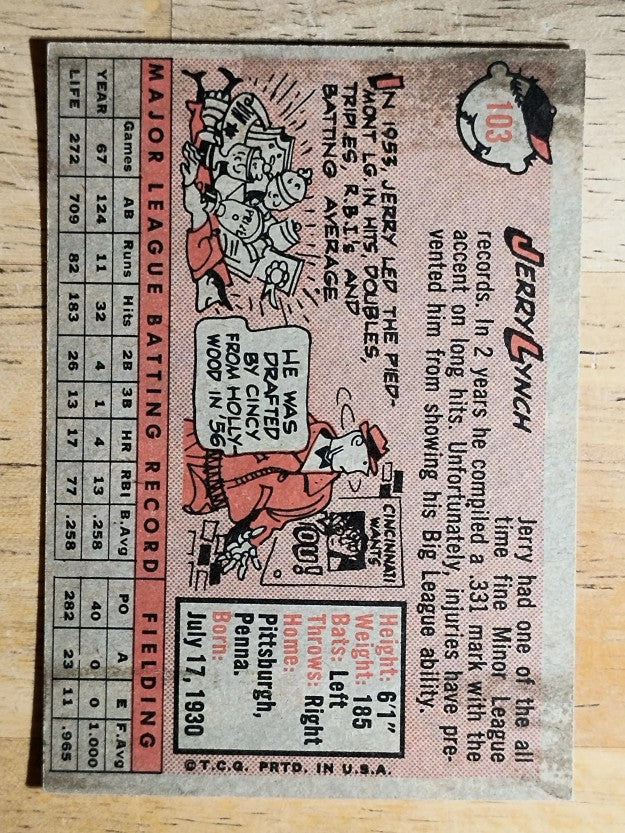 1958 Topps #103 Jerry Lynch (VG)