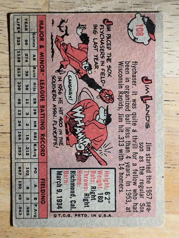 1958 Topps #108A Jim Landis (VG)