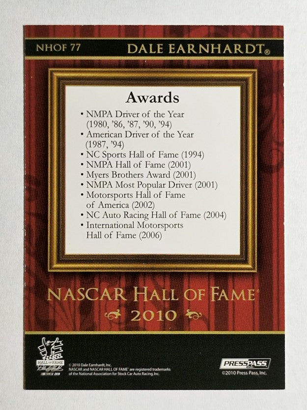 2010 Press Pass NASCAR Hall of Fame #NHOF77 Dale Earnhardt PPP