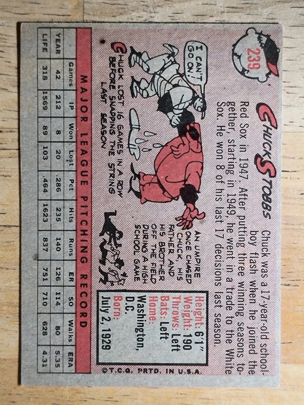 1958 Topps #239 Chuck Stobbs (VGEX)