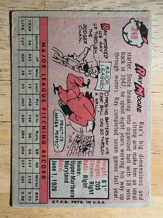 1958 Topps #249 Ray Moore (VG)