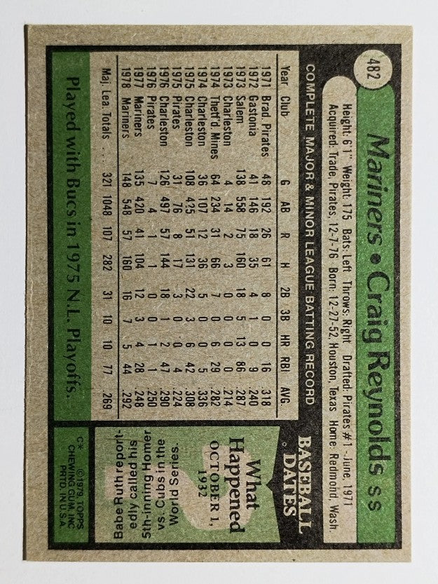 1979 Topps #482 Craig Reynolds (EXMT)