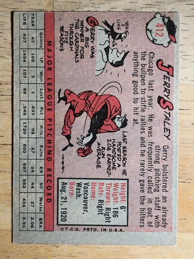 1958 Topps #412 Gerry Staley (VG)