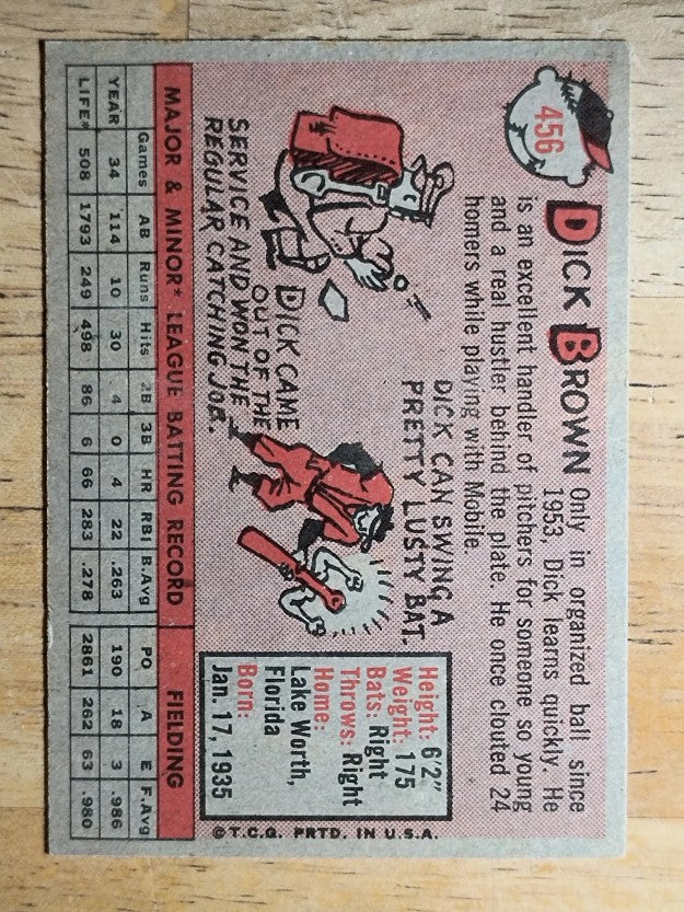 1958 Topps #456 Dick Brown RC (EX)