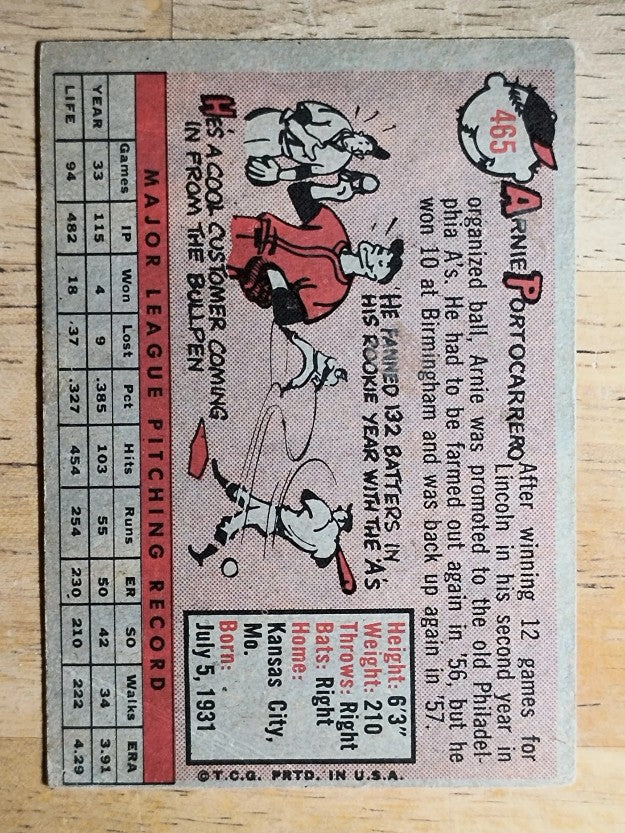 1958 Topps #465 Arnie Portocarrero (GOOD)