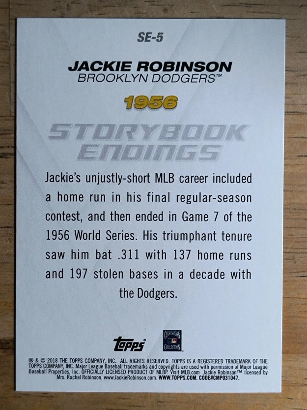 2018 Topps Update Storybook Endings #SE5 Jackie Robinson