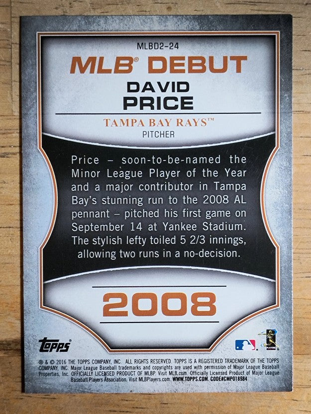 2016 Topps MLB Debut Bronze #MLBD2-24 David Price
