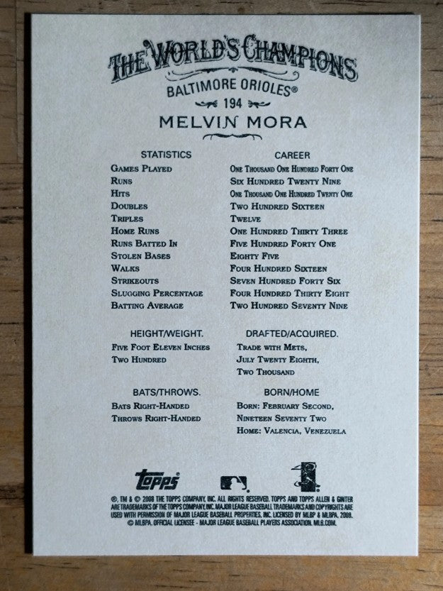2008 Topps Allen and Ginter #194 Melvin Mora