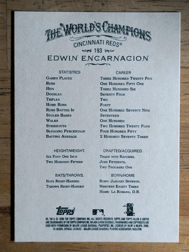 2008 Topps Allen and Ginter #193 Edwin Encarnacion