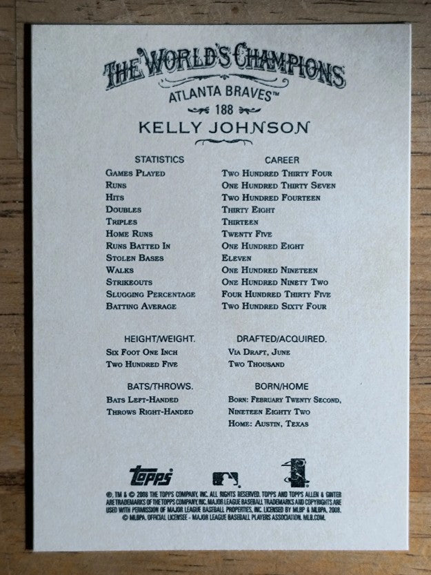 2008 Topps Allen and Ginter #188 Kelly Johnson